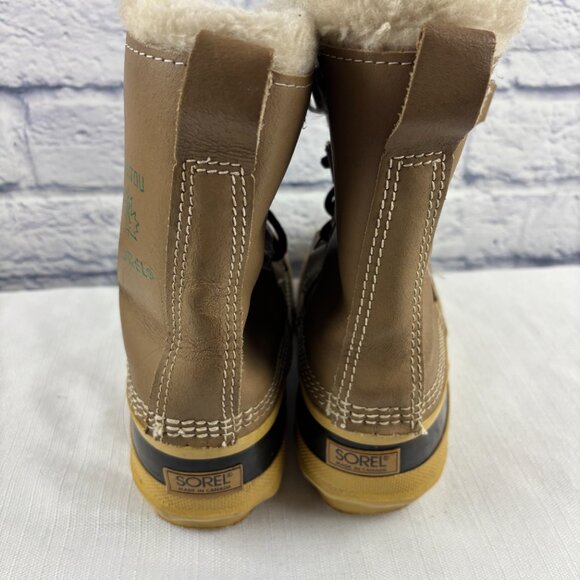 VTG Sorel Manitou Men's 10 Tan Insulated Leather Waterproof Winter Snow Boots - Picture 6 of 9
